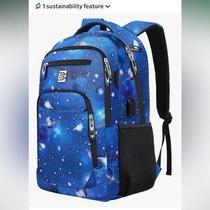 Galaxy Blue Backpack With Charging Cable
